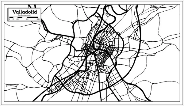 Valladolid Espagne Carte Ville Dans Style Rétro Carte Des Contours — Image vectorielle