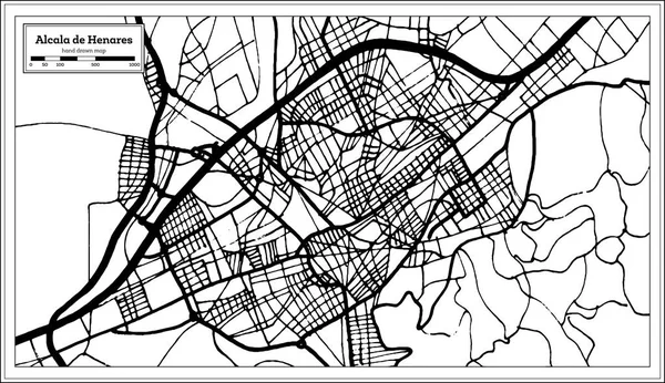 Alcala 雷斯堡西班牙城市地图在复古样式 大纲图 矢量插图 — 图库矢量图片