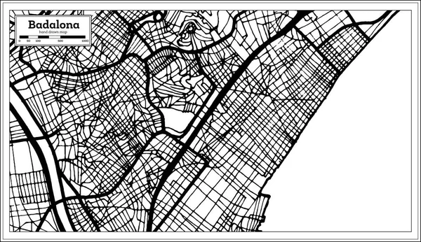 Badalona España Mapa Ciudad Estilo Retro Mapa Del Esquema Ilustración — Vector de stock