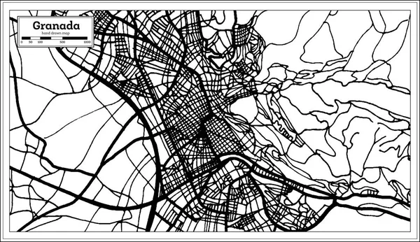 格拉纳达西班牙城市地图复古风格 大纲图 矢量插图 — 图库矢量图片