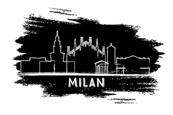 Мілан Італія Сіті Горизонт Силует Боку Звернено Ескіз Векторні Ілюстрації — стоковий вектор