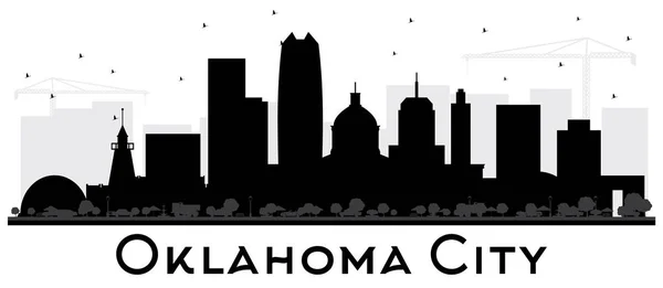 Oklahoma City Skyline Silhouette Con Edificios Negros Aislados Blanco Ilustración — Vector de stock