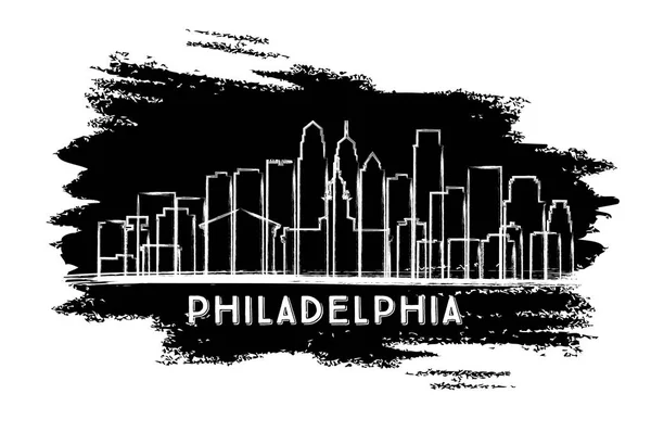 Philadelphia City Skyline Silhouette Schizzo Disegnato Mano Illustrazione Vettoriale Business — Vettoriale Stock