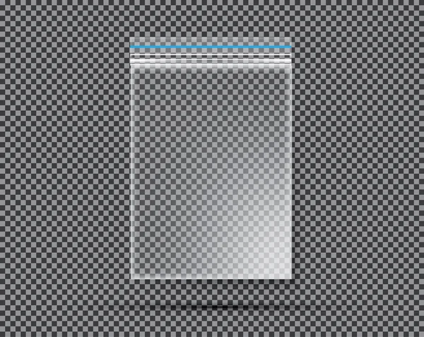 Bolsa Nylon Polietileno Transparente Con Cerradura Cremallera Ilustración Vectorial — Archivo Imágenes Vectoriales