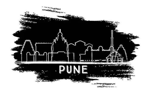 Pune India City Skyline Silhouette Boceto Dibujado Mano Ilustración Vectorial — Vector de stock