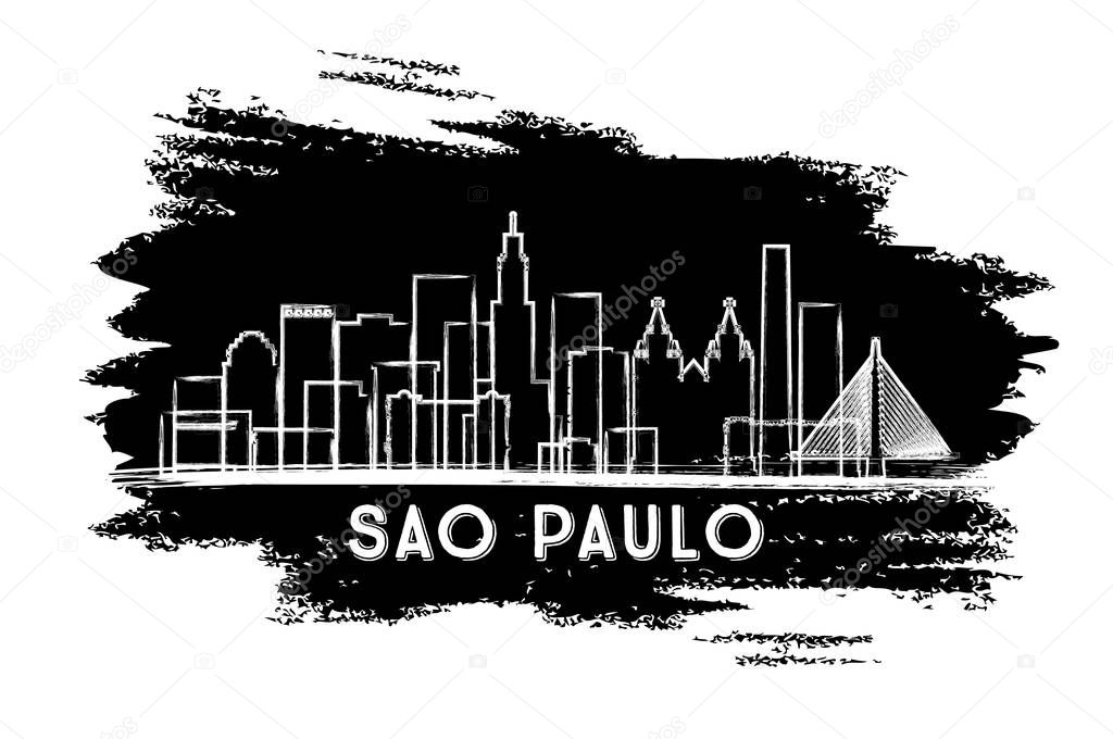 Sao Paulo Brazil City Skyline Silhouette. Hand Drawn Sketch. Vector Illustration. Business Travel and Tourism Concept with Historic Architecture. Sao Paulo Cityscape with Landmarks.