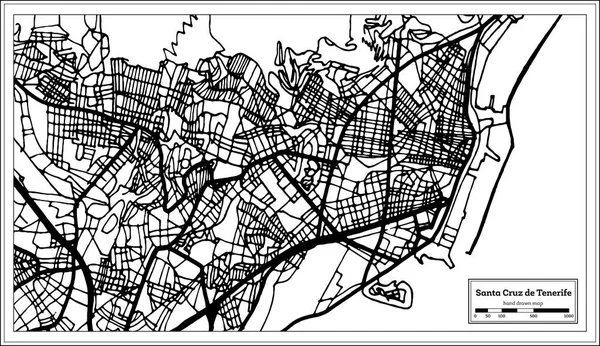 Santa Cruz Tenerife Spain City Map Retro Style Outline Map — Stock Vector