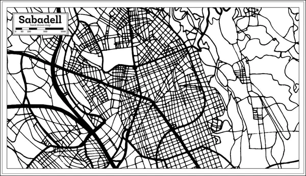 レトロなスタイルでサバデイ スペイン都市マップ 概要地図 ベクトル図 — ストックベクタ