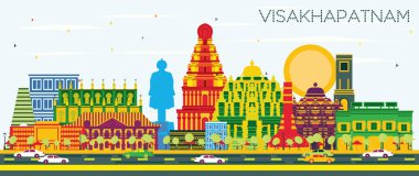 Visakhapatnam India City Skyline with Color Buildings and Blue Sky. Vector Illustration. Business Travel and Tourism Concept with Historic Architecture. Visakhapatnam Cityscape with Landmarks. clipart