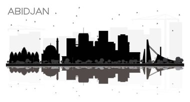 Abidjan Ivory Coast City Skyline Silhouette with Black Buildings Isolated on White. Vector Illustration. Business Travel and Tourism Concept with Modern Architecture. Abidjan Cityscape with Landmarks. clipart