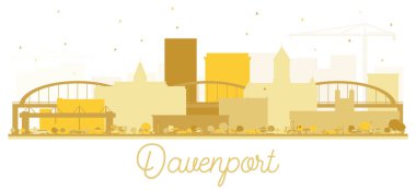 Davenport City skyline Golden silhouette. Vector illustration. Simple flat concept for tourism presentation, banner, placard or web site. Business travel concept. Davenport Cityscape with landmarks. clipart