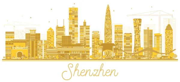 Panorama Města Shenzhen Čína Zlatá Silueta Vektorové Ilustrace Služební Cesty — Stockový vektor