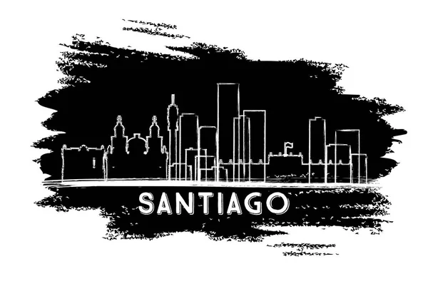 Σαντιάγο Χιλή City Στον Ορίζοντα Σιλουέτα Συρμένο Χέρι Σκίτσο Εικονογράφηση — Διανυσματικό Αρχείο