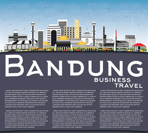 Kota Bandung Indonesia Skyline Dengan Gray Buildings Blue Sky Dan - Stok Vektor