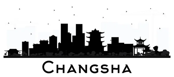 Changsha Kina City Skyline Siluett Med Svart Byggnader Isoleras Vitt — Stock vektor