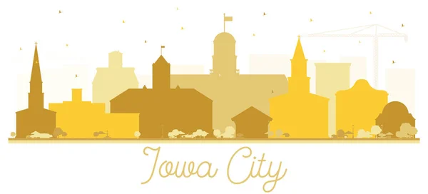 Iowa City Skyline Golden Silhouette Vector Illustration Simple Flat Concept — Stock Vector