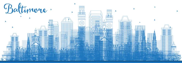 Esquema Baltimore Maryland City Skyline Con Edificios Azules Ilustración Vectorial — Vector de stock