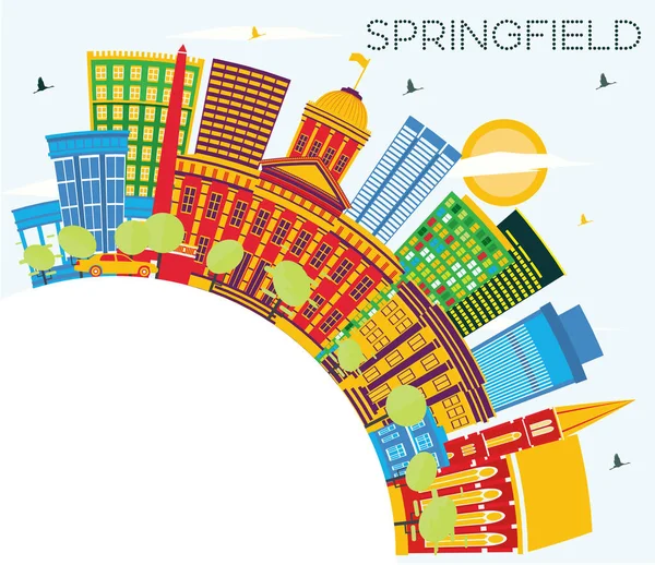 Springfield Illinois City Skyline Con Edifici Colori Cielo Blu Spazio — Vettoriale Stock