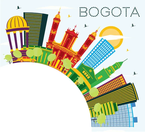 Ciudad Bogotá Colombia Skyline Con Edificios Color Cielo Azul Espacio — Vector de stock