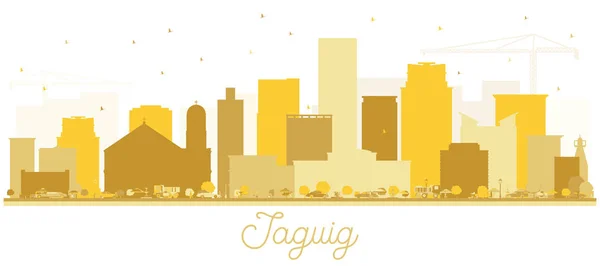 Taguig Philippines Skyline Золотой Силуэт Векторная Иллюстрация Простая Плоская Концепция — стоковый вектор