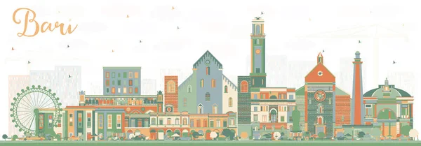 Bari Italien City Skyline Mit Farbigen Gebäuden Vektorillustration Geschäftsreise Und — Stockvektor