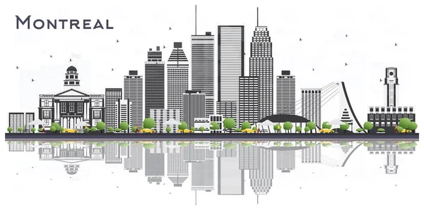 Skyline Montréal Canada City Avec Bâtiments Gris Isolés Sur Fond — Image vectorielle