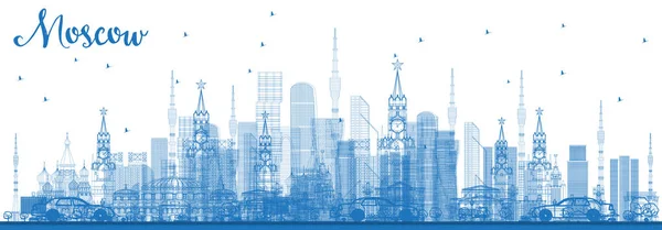Bosquear Moscú Rusia Skyline Con Edificios Azules Ilustración Vectorial Ilustración — Vector de stock