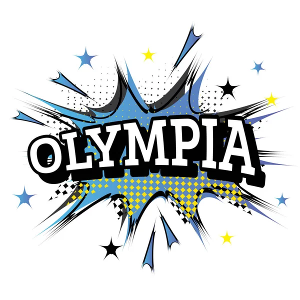 Olympia Comic Text Pop Art Stil Vektorillustration — Stockvektor