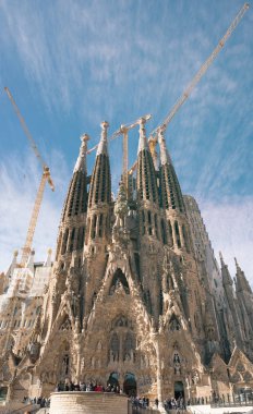 Barcelona, İspanya - 19 Mart 2018: Sagrada Familia. Barselona da büyük Roma Katolik Kilisesi. Katalan mimar Antoni Gaudi tarafından tasarlanmıştır.