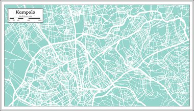 Retro tarzı içinde Kampala Uganda şehir haritası. Anahat harita. Vektör çizim.