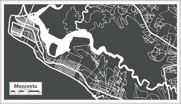 Карта Города Монровия Стиле Ретро Карта Контуров Векторная Миграция — стоковый вектор