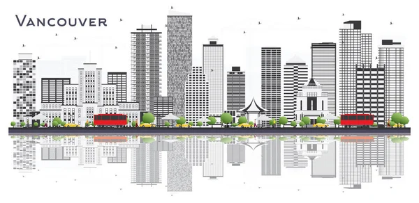 Ванкувер Канада Сити Skyline Серыми Зданиями Изолированными Белом Фоне Векторная — стоковый вектор