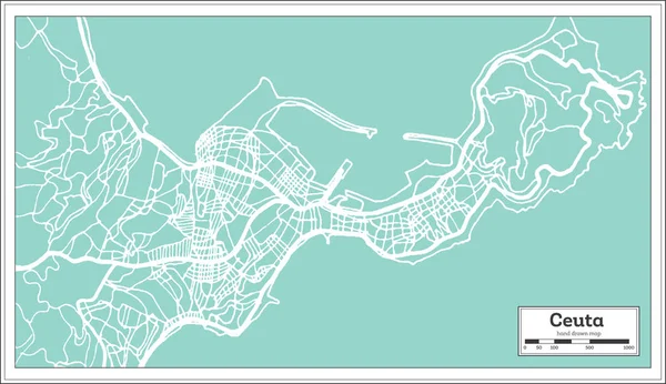 レトロなスタイルの Ceuta スペイン都市マップ 概要地図 ベクトル図 — ストックベクタ