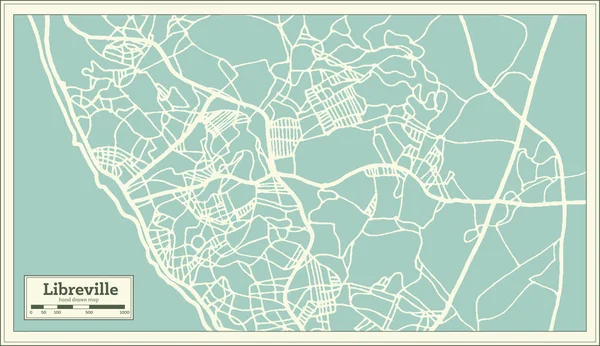 Libreville Gabão Mapa Cidade Estilo Retro Mapa Contorno Ilustração Vetorial —  Vetores de Stock