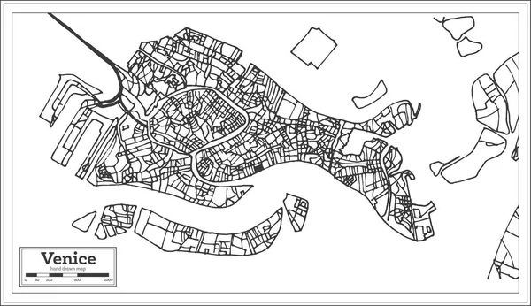 Venice Italy City Map Retro Style Outline Map Vector Illustration — Stock Vector