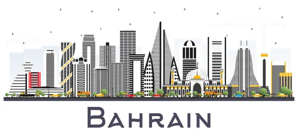 Bahrain City Skyline Gray Buildings Inglés Ilustración Vectorial Concepto Viajes — Vector de stock