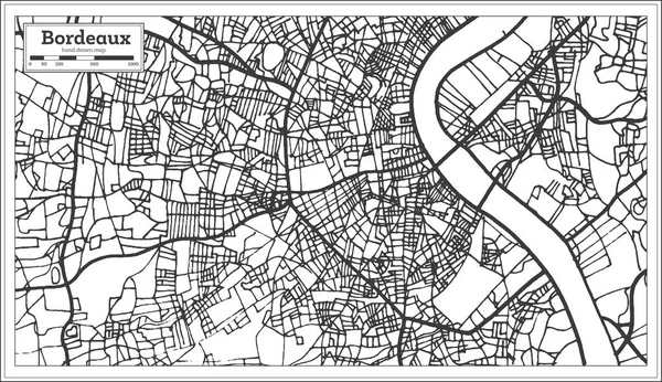 Burdeos Francia Mapa Ciudad Estilo Retro Mapa Del Esquema Ilustración — Vector de stock
