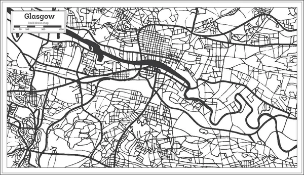 格拉斯哥苏格兰城市地图复古风格 轮廓图 矢量插图 — 图库矢量图片
