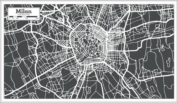 Milan Italy City Map Retro Style Outline Map Vector Illustration — Stock Vector