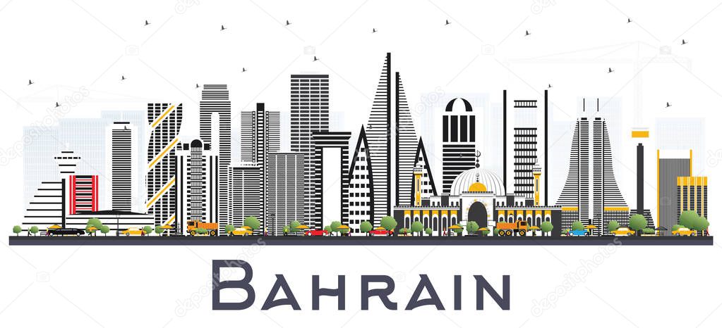 Bahrain City Skyline with Gray Buildings. Vector Illustration. Business Travel and Tourism Concept with Modern Architecture. Bahrain Cityscape with Landmarks.