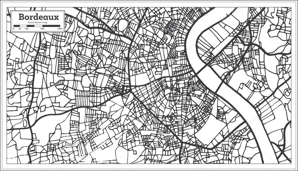 Bordeaux France City Map in Retro Style. Outline Map. Vector Illustration.
