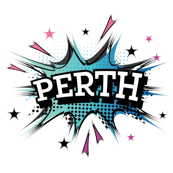 Perth Comic Text Pop Art Style Ilustración Vectorial — Archivo Imágenes Vectoriales