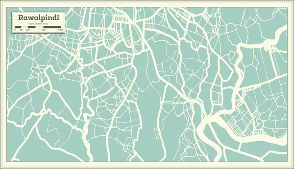 Rawalpindi Paquistão City Map Estilo Retro Mapa Contorno Ilustração Vetorial —  Vetores de Stock