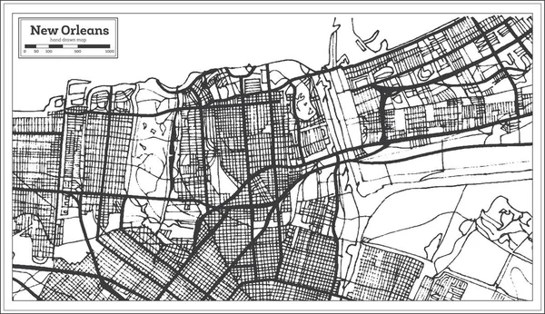 レトロなスタイルで新しいニューオーリンズ ルイジアナ米国都市マップ 概要地図 ベクトル図 — ストックベクタ