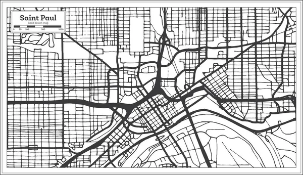Saint Paul Minnesota Abd Şehir Haritası Retro Tarzı Anahat Harita — Stok Vektör