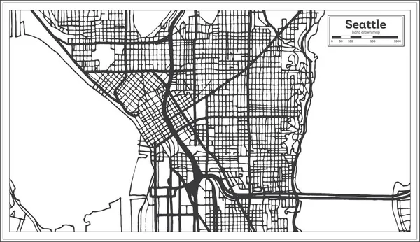 Seattle Usa Stadtplan Retro Stil Übersichtskarte Vektorillustration — Stockvektor