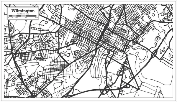 Mapa Města Usa Wilmingtonu Retro Stylu Objeví Obrys Mapy Vektorové — Stockový vektor