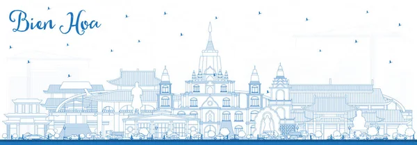Єтнамське Місто Скайлайн Блакитними Будівлями Векторна Ілюстрація Концепція Ділових Поїздок — стоковий вектор