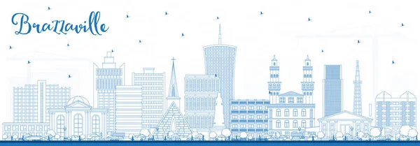 Esquema Brazzaville República Del Congo Ciudad Skyline Con Edificios Azules — Vector de stock