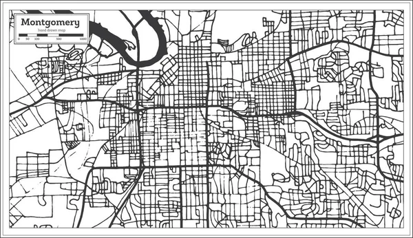 Montgomery Alabama Stati Uniti Mappa Città Stile Retrò Mappa Del — Vettoriale Stock